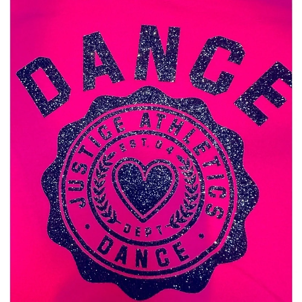 Justice Kids Long Sleeve Pink and Black Dance Tee